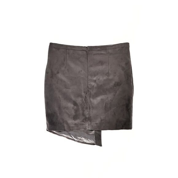 Olivaceous Faux Suede Asymmetric Hem Mini Skirt in Grey - Women's Size Medium - Picture 2 of 2